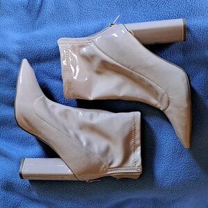 Latex-style pink booties